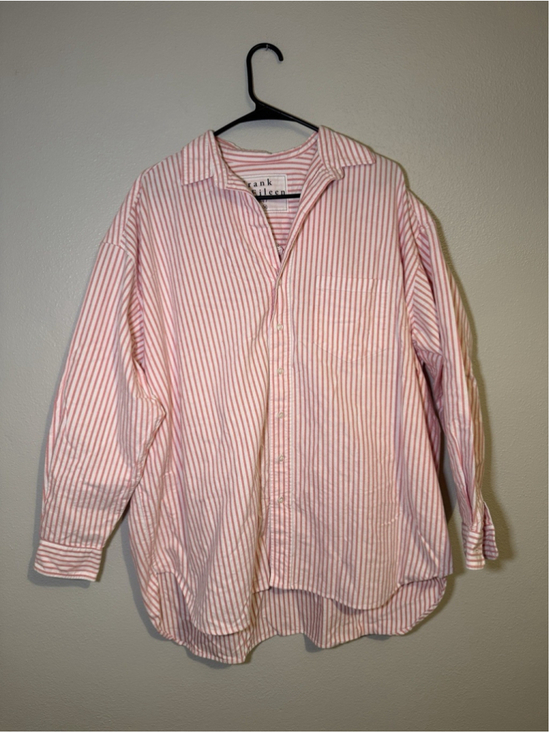 Frank Eileen Tops - Frank & Eileen Button-Up Cotton Shirt Sz M Shirley Womens Long Sleeve Strip Pink